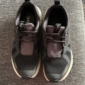 On Running Charcoal and Cream Sneakers